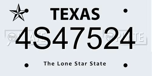 4S47524 Texas License Plate