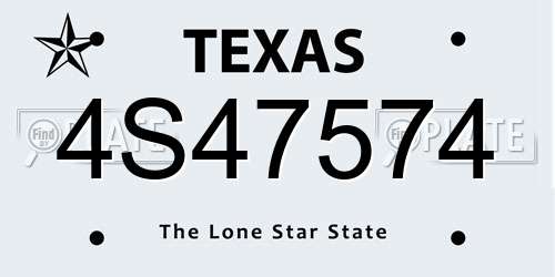 4S47574 Texas License Plate