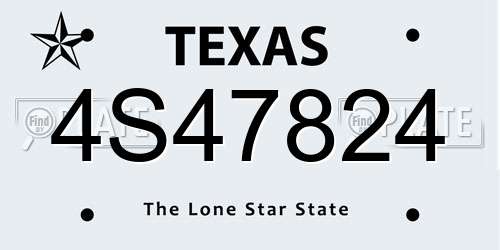4S47824 Texas License Plate