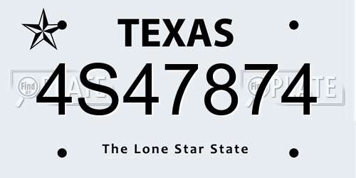 4S47874 Texas License Plate