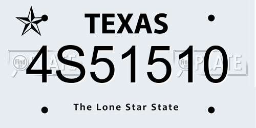 4S51510 Texas License Plate