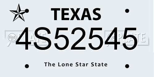 4S52545 Texas License Plate