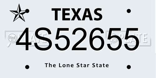 4S52655 Texas License Plate
