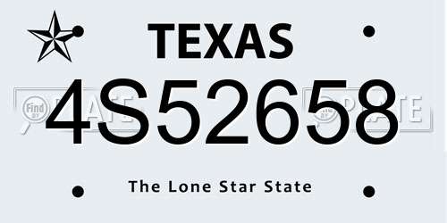 4S52658 Texas License Plate