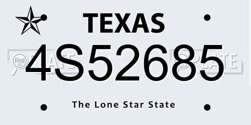 4S52685 Texas License Plate
