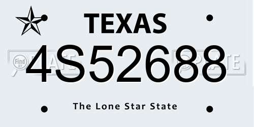 4S52688 Texas License Plate