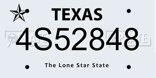 4S52848 Texas License Plate