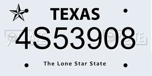 4S53908 Texas License Plate