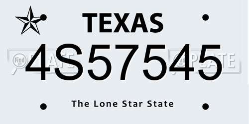 4S57545 Texas License Plate