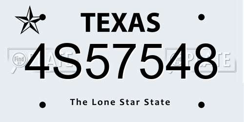4S57548 Texas License Plate