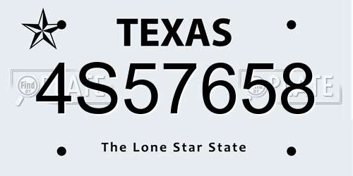 4S57658 Texas License Plate