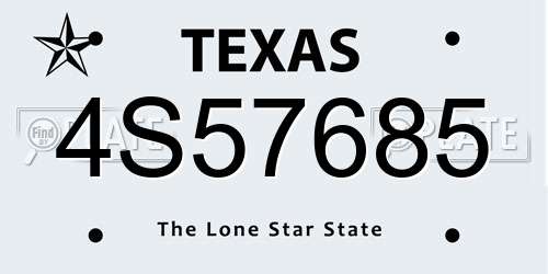 4S57685 Texas License Plate