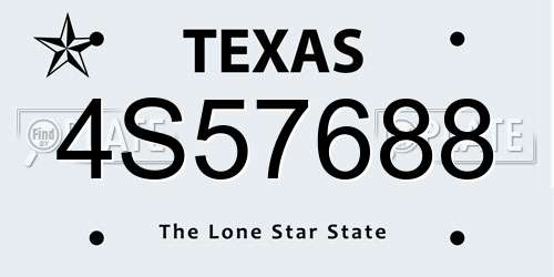 4S57688 Texas License Plate