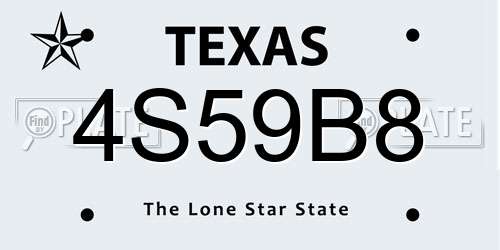 4S59B8 Texas License Plate