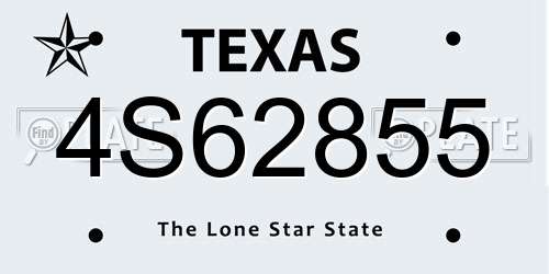 4S62855 Texas License Plate