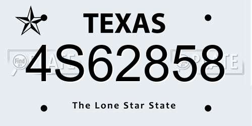 4S62858 Texas License Plate