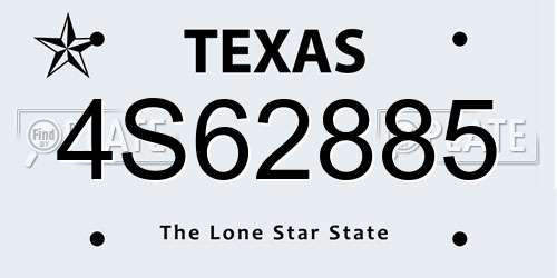 4S62885 Texas License Plate