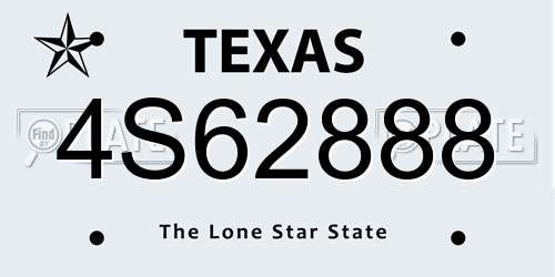 4S62888 Texas License Plate