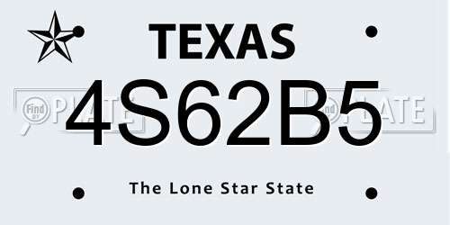 4S62B5 Texas License Plate
