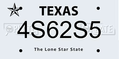 4S62S5 Texas License Plate