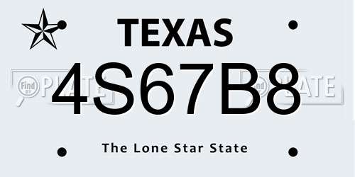 4S67B8 Texas License Plate