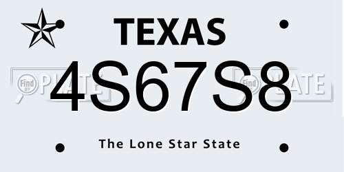 4S67S8 Texas License Plate