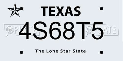 4S68T5 Texas License Plate