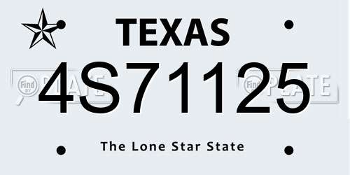 4S71125 Texas License Plate