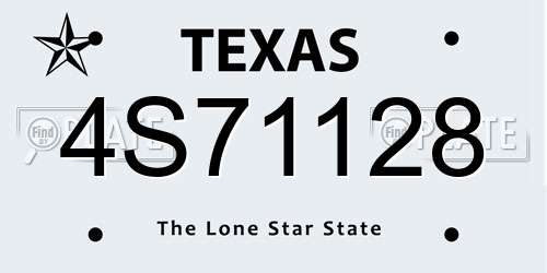 4S71128 Texas License Plate