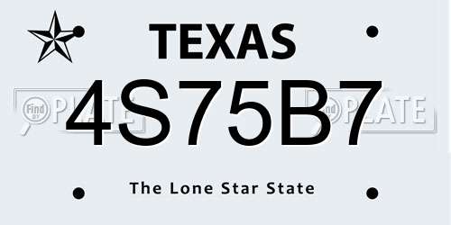 4S75B7 Texas License Plate