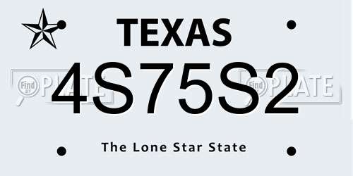4S75S2 Texas License Plate