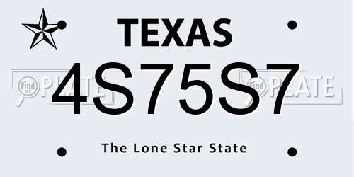 4S75S7 Texas License Plate