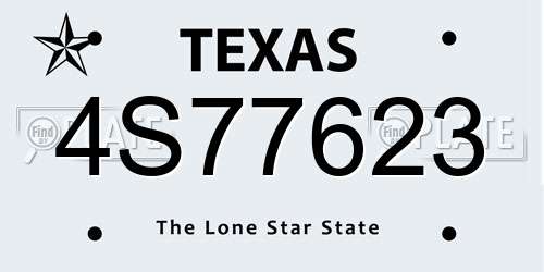 4S77623 Texas License Plate