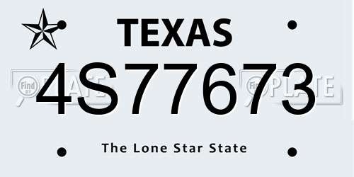 4S77673 Texas License Plate