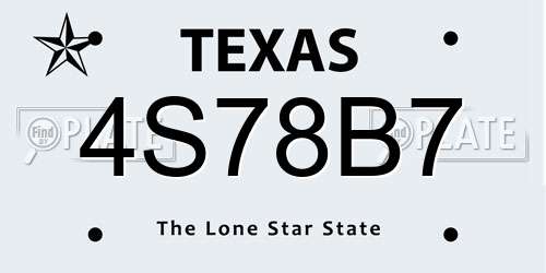 4S78B7 Texas License Plate