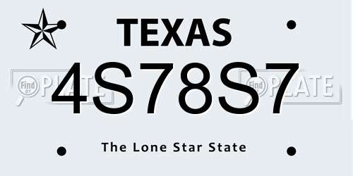4S78S7 Texas License Plate