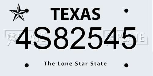 4S82545 Texas License Plate