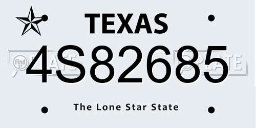 4S82685 Texas License Plate