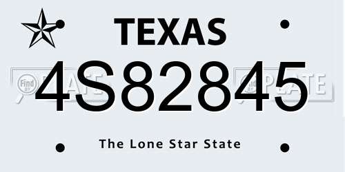 4S82845 Texas License Plate