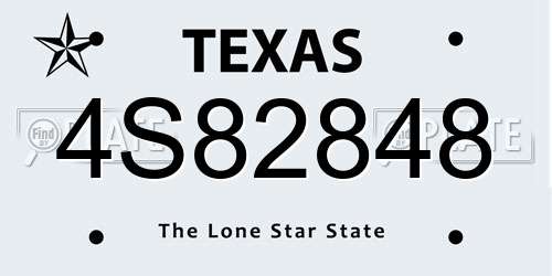 4S82848 Texas License Plate
