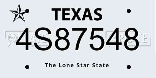 4S87548 Texas License Plate