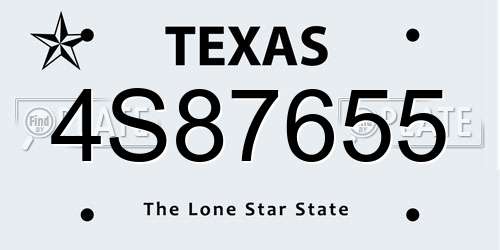 4S87655 Texas License Plate