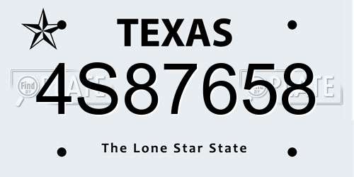 4S87658 Texas License Plate