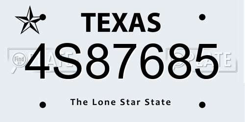 4S87685 Texas License Plate