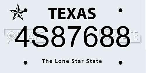 4S87688 Texas License Plate