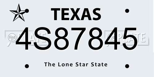 4S87845 Texas License Plate