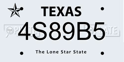 4S89B5 Texas License Plate