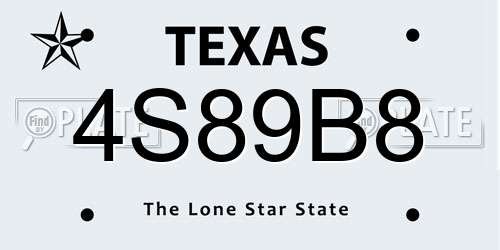 4S89B8 Texas License Plate