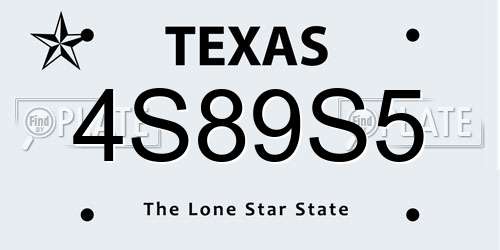 4S89S5 Texas License Plate