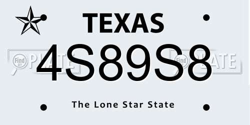 4S89S8 Texas License Plate